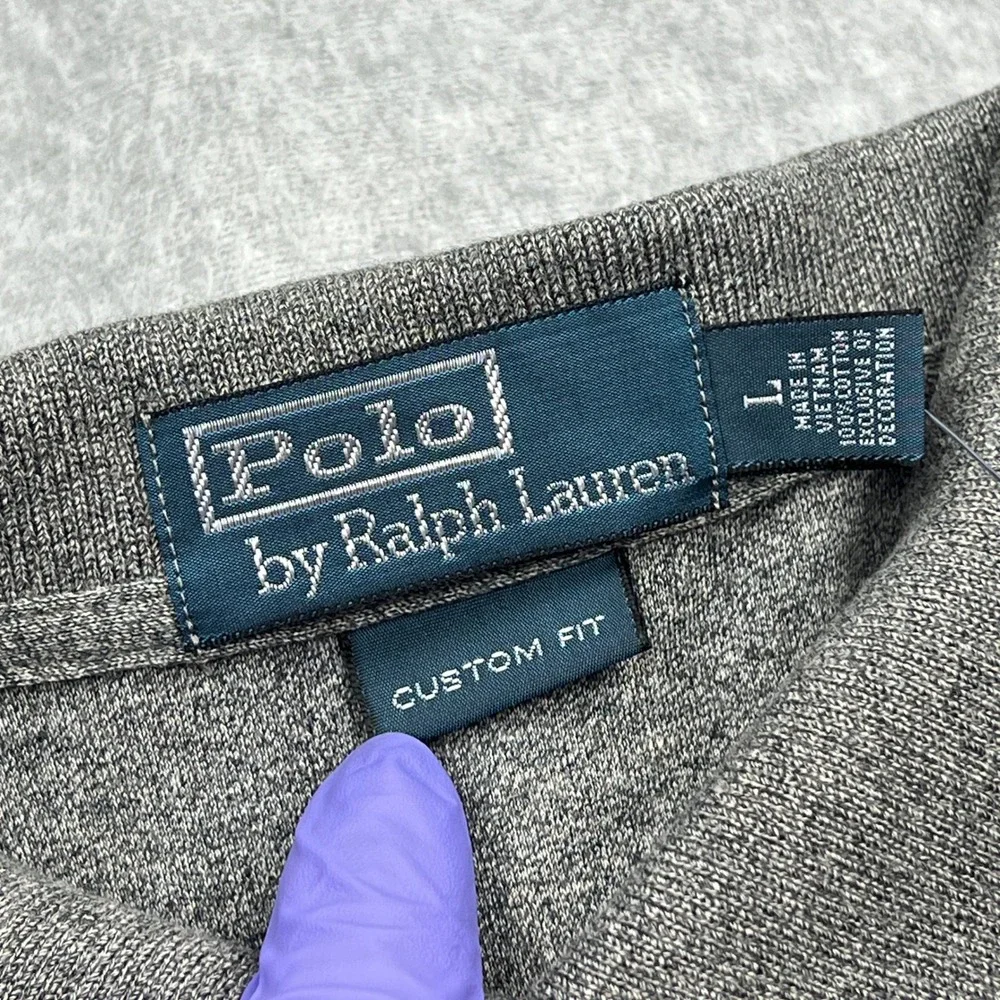 NEW Polo Ralph Lauren Interlock Shirt Mens Large Gray Custom Fit Cotton Logo NWT